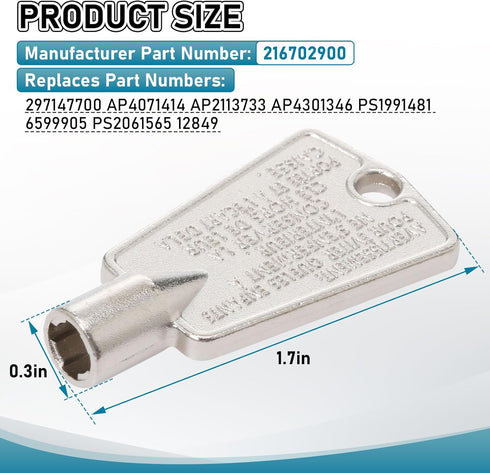 216702900 Metal Freezer Door Keys, Compatible with Frigidaire, Kenmore, GE, Replaces AP4071414 PS2061565 AP2113733 AP4301346 PS1991481 06599905 08...