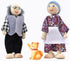 Wooden Dollhouse People, 2-4 inches Doll House Dolls Family with 2 Pets (Dog and Cat)...
