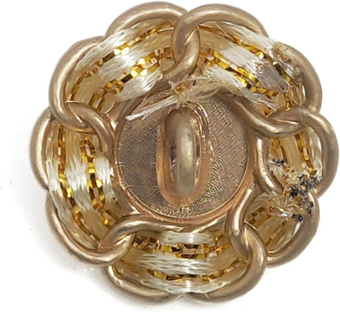 Faux Pearl Sewing Shank Buttons Hollow Edge White Ribbon Interweave Metal Base 20 Pcs - 18mm, 23/32"...