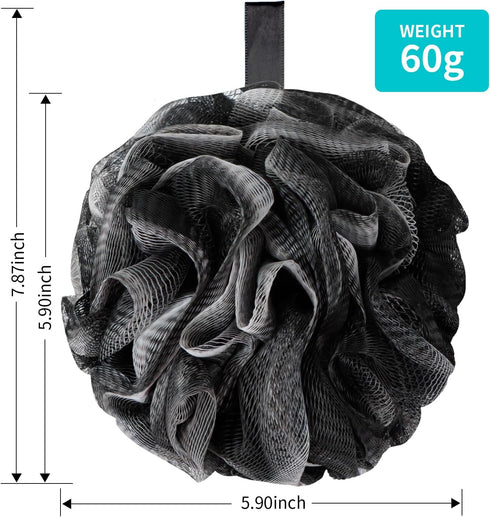 Bath Loofah Shower Sponge Body Back Scrubber Soft Mesh Shower Puffs Exfoliating Loofa for Women & Men Bath Accessories Cleaning Tool(4Pack 60G Dar...