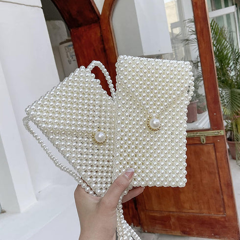 Luxury Pearl Bag Chain Bag Purse Shoulder Bag for Women,Artificial Pearl Clutch Crossbody Beaded Evening Bag for Party...