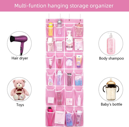 Hanging Shoe Organizer, Over The Door Shoe Organizer with 24 Breathable Mesh Pockets for Men Women Kids Hanging Shoe Storage Rack Organizer Size:5...