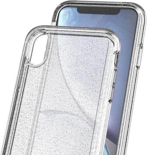 for iPhone XR case, Glitter Hybrid Shining Hard PC Back Protective Case for Girls Women, Compatible with iPhone XR (6.1 inches) - Crystal Clear...