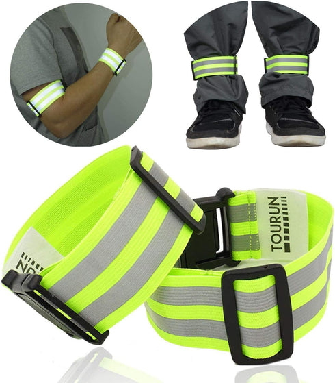 Reflective Running Gear Bands Belt for Night Walking, Reflective Bands for Runners Women Kids Men, Bicycle Pants Cuff Bands Clip, Arm Ankle Leg Sa...