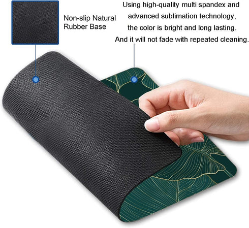 Computer Mouse Pads with Tropical Leaves Design, Square Waterproof Non-Slip Rubber Base Mouse Mat for Office Laptop...