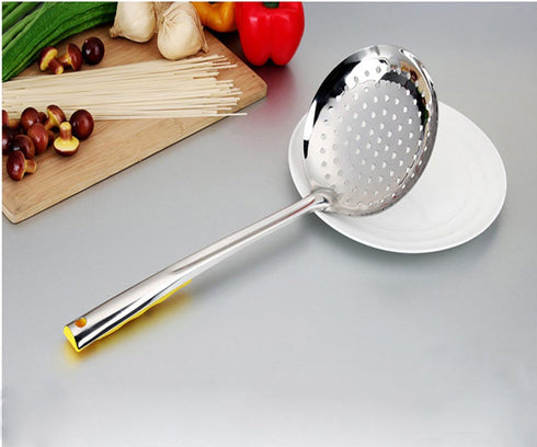 TENTA KITCHEN Dia 16CM Stainless Steel Skimmer/Slotted Spoon/Strainer Ladle With ABS Plastic Heat Resistant Handle...