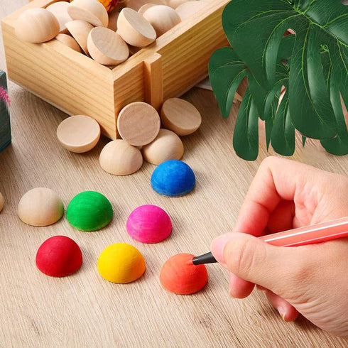 100pcs Half Wood Balls Unfinished Natural Half Ball Split Wood Balls for DIY Projects and Craft Supplies (15mm)...