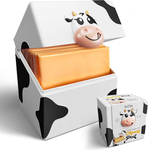 Cheesy Pod – Sliced Cheese Container for Fridge - Airtight, BPA-Free Plastic Storage for Deli Cheese Slices – Stackable, Dishwasher-Safe, and Odor...