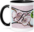3dRose Cherry Blossom Flower Monogram Initial K Two Tone Mug, 11 oz, Black/White...