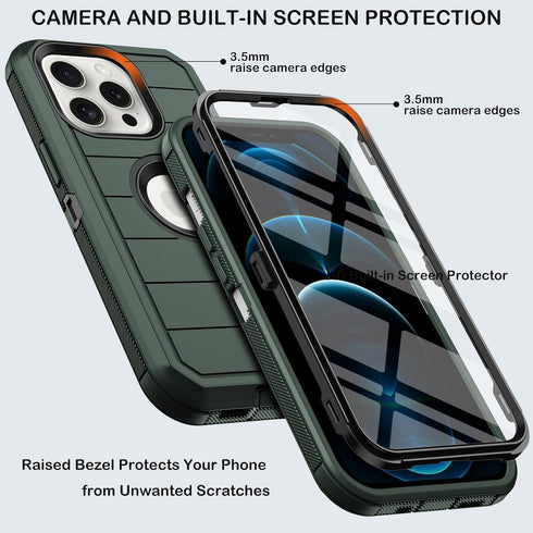 for iPhone 12 Pro Max Case with Built-in Screen Protector,Belt Clip Holster,Heavy Duty Shockproof Drop Protection Military Grade Full Body Rugged ...