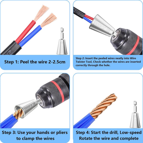 2 PCS Wire Stripper Tool Wire Twister Tool,2024 Upgrades Wire Nut Twister for Drill Profession Electricians Tool,Wire Twister Tool for Drill,Profe...