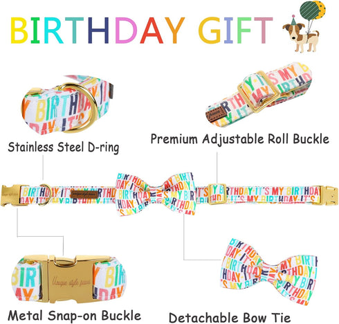 Unqiue style paws Birthday Dog Collar, Soft and Cute Dog Bow Tie, Durable Pet Collar with Bow Adjustable Dog Collar for X-Small Puppy...