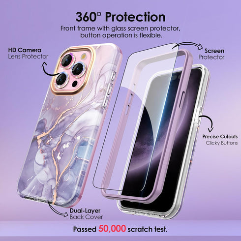 iPhone 15 Pro Case with Glitter Camera Protector + Screen Protector + Bumper iPhone 15 Pro 360 Full Body Protective Case Stylish Shiny Shockproof ...