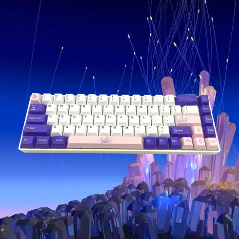 kutethy PBT Keycaps 5-Faced Dye-subbed Keycaps Set ANSI ISO Layout Compatible GK61 64 68 84 87 104 108 Mechanical Keyboards (Purple & White)...