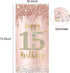 Happy 15th Birthday Door Banner Decorations for Girls, Pink Rose Gold 15 Birthday Party Backdrop Door Cover Sign Supplies, Fifteen Year Old Birthd...