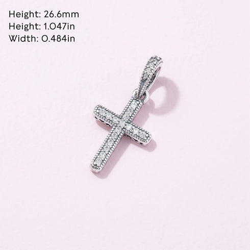 Sparkling Cross Pendant Charm 925 Sterling Silver Pendant,Jewelry Beads Gifts for Women Bracelet&Necklace A0134...