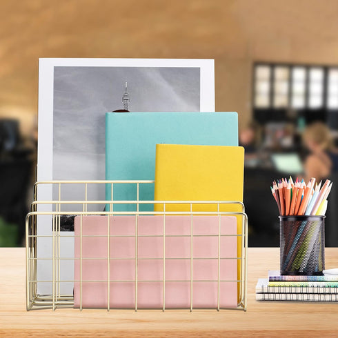 Desktop Mail Organizer File Organizer Metal Wire Mail Sorter Letter Organizer Magazine Rack for Letters, Mails, Books, Postcards, Brochures, Mail ...