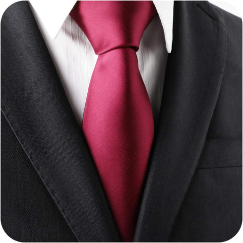 Black Tie Men Women Solid Satin Tie-Burgundy...