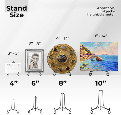TR-LIFE Plate Stands for Display - 4 Inch Plate Holder Display Stand + Metal Easel Stand for Picture Frame, Decorative Plates, Book, Photo, Collec...