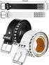 2 Pieces Studded Belt Punk Rock Rivet Belt Metal Pyramid Pu Leather Belt EMO Belt for Women Men...