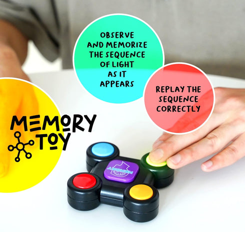 BETTERLINE Light-Up Memory Game with Sounds - Electronic 4 Sequence Handheld Classic Brain Toy for Boys, Girls & Adults, Lightweight, Portable Gif...