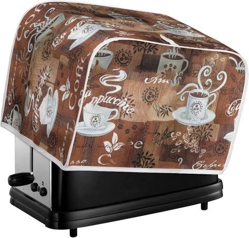 JEOCODY Toaster Bread Maker Cover with Handle - Coffee Theme Print, Wide Slot, Dust Protection...