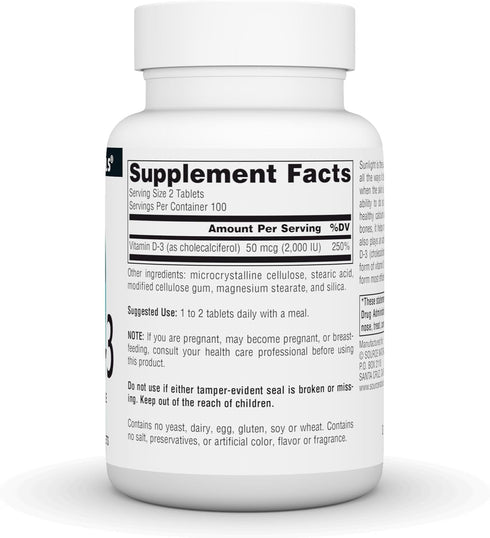 Source Naturals Vitamin D-3 Supports Bioactve Form for Bone & Immune Health 1000 iu (25 mcg) -200 Tablets...