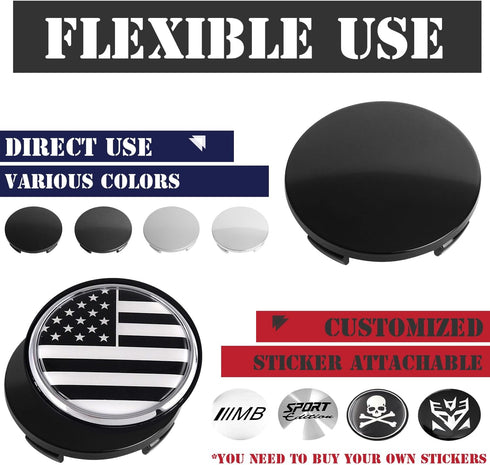KitsPro 2.4Inch 60MM Wheel Center Caps, Pack of 4 (Gloss Black, Outer 60MM, Inner 56MM)...