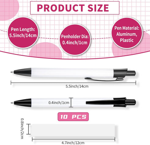 Sublimation Pens Blank With Shrink Wrap,Heat Transfer Sublimation Ballpoint Pen Aluminum Customized Clip Pen Personalized Pen For Christmas Diy Of...