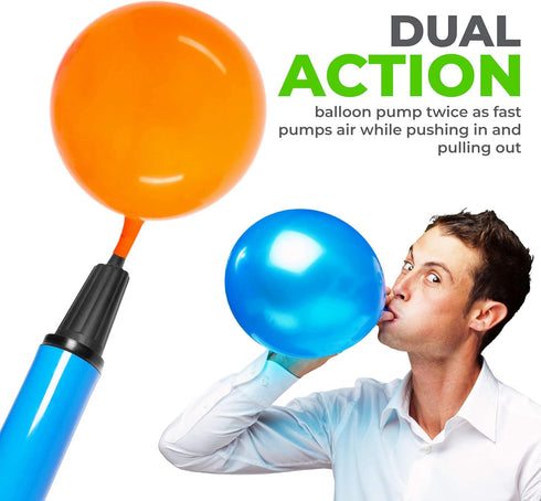 Hand Air Pump for Balloons - 9" Portable Manual Balloon Pump, Mini Hand Pump for Inflatables, Pool Floats, Party Garlands, Exercise and Yoga Balls...