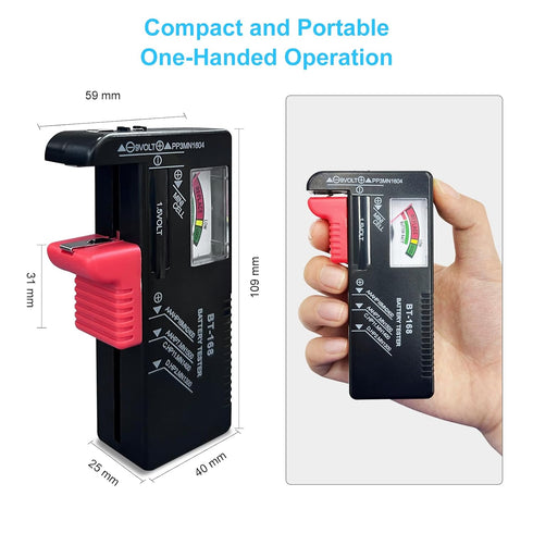 Dlyfull Battery Tester, Small Battery Testers Universal Battery Checker for AAA AA C D 9V 1.5V Button Cell Household Batteries...