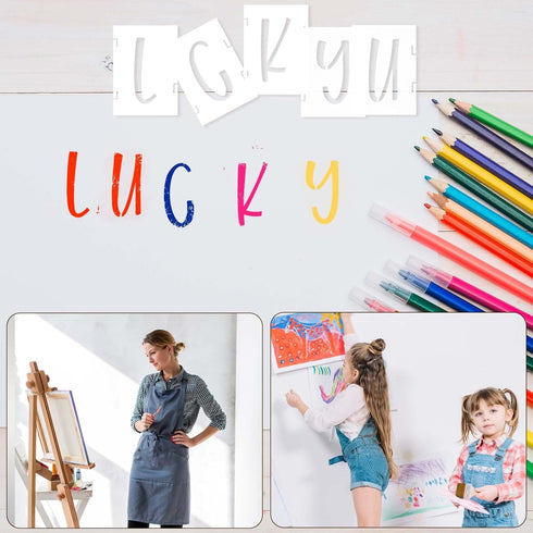 Letter Stencils 2 Inch Cursive Stencil Letters Number Template 42 Pcs Letter Stencils for Crafts Reusable Stencils for Painting Chalkboard Wood Si...