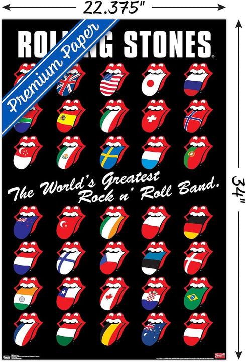Trends International Rolling Stones - Grid Wall Poster, 22.375" x 34", Premium Poster & Clip Bundle...