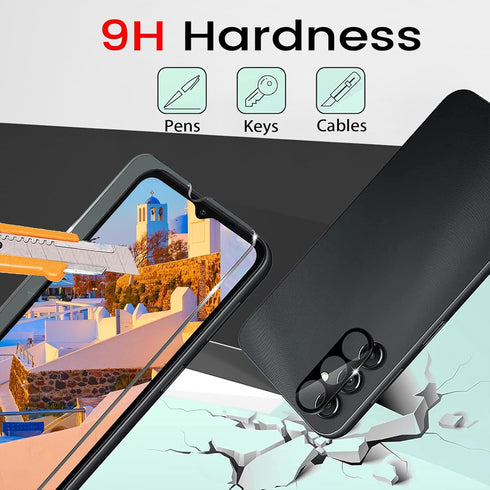 4 Pack Screen Protector for Samsung Galaxy A14 5G with 4 Pack Camera Lens Protector, Full Coverage Tempered Glass Film Anti-Fingerprint Case Frien...