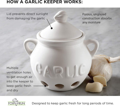Fox Run Garlic Keeper, Terra Cotta, Red, 4.25 x 5.25 x 5.25 inches...