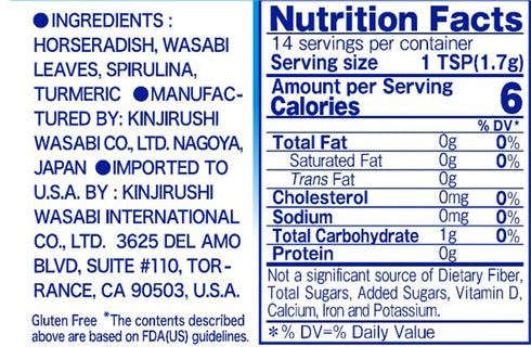 Kinjirushi Japanese Wasabi Powder For Sushi - 0.88 oz (25g)/Wasabia Japonica/Gluten Free, Vegan/Wasabi Powder Pure/Wasabi Paste for Sushi/Wasabi M...