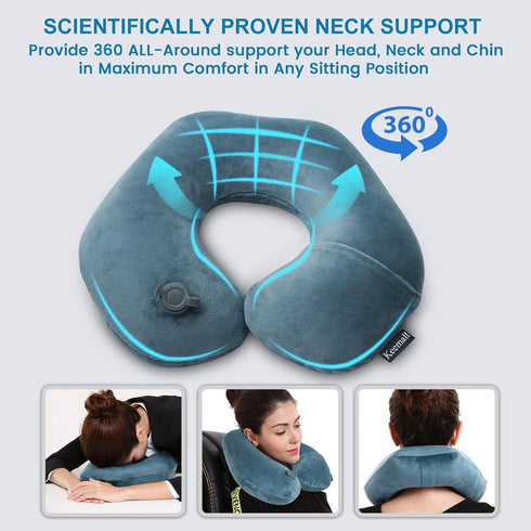 Inflatable Travel Neck Pillow for Airplane Train Car Washable Pillowcase U Shaped Office Napping Pillow...