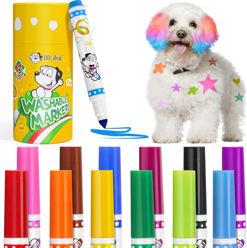 Dog Hair Dye Temporary, Dog Nail Polish Pet Safe Hair Dye, 12 Color Easy Washed Dog Dye Non Toxic Temporary for Pet Safe Hair Dye...
