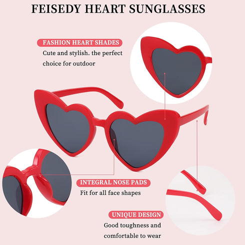 FEISEDY Vintage Heart Shaped Sunglasses Women Stylish Love Eyeglasses B2421-P1...