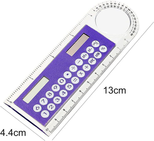 Black Mini Calculator, Portable Pocket Calculator Handheld Basic Calculator 3 in 1 Calculator Ruler Magnifier for Students School Home Office, Bac...