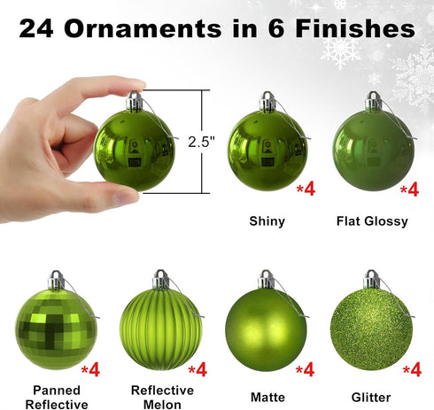 Lime Green 2.5" Christmas Balls Christmas Tree Decoration Ornaments Shatterproof Hanging Balls for Birthday Halloween Holiday Wedding Decorations ...