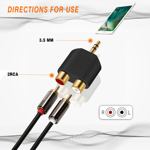 ANDTOBO 3.5 mm TRS to Dual RCA F (2-Pack), 3.5mm Stereo Male to Dual RCA Female Audio Breakout Adapter...