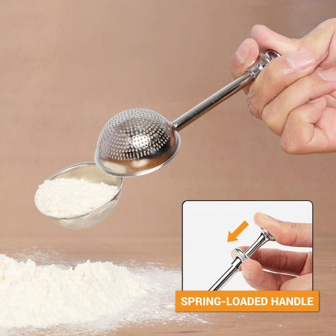 HULISEN Flour Duster for Baking, One-Handed Operation, 304 Stainless Steel Powdered Sugar Shaker Duster, Pick Up and Dust Flour Sifter, Gift Packa...