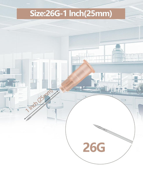 100 Pack 26Ga 1 Inch Disposable with Cap for Lab Supplies, Pet, Poultry, and Industrial Dispensing Accessories 25MM...