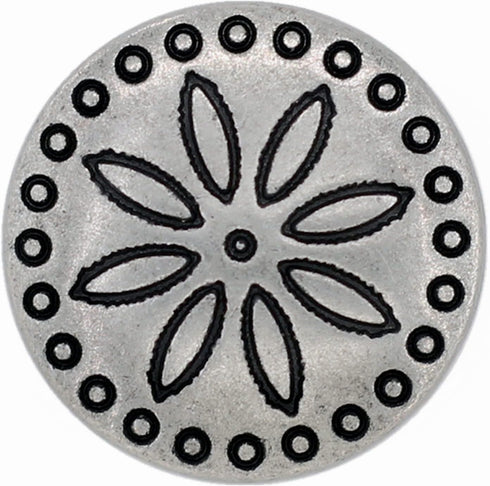 Bezelry 12 Pieces Simple Flower Carving Metal Shank Buttons 18mm (11/16 inch) (Antique Silver)...