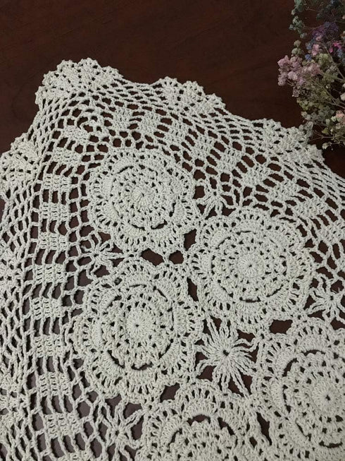 Hetao 16x27 100% Cotton Handmade Crochet lace Table Runners Oblong Tablecloth Doilies Doily,Beige...