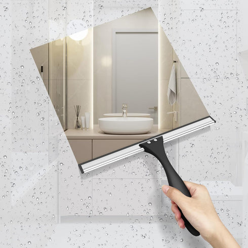 AmazerBath Squeegee for Shower Glass Door, Shower Squeegee for Glass Doors - All-Purpose Squeegee with Hook for Shower Doors, Windows, Mirrors, Ti...