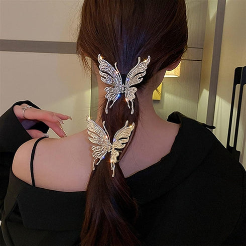 MJartoria Butterfly Hair Shark Clip, Metal Hair Clip with Rhinestone Alloy, 8cm, 2 Pieces, for Women and Girls...