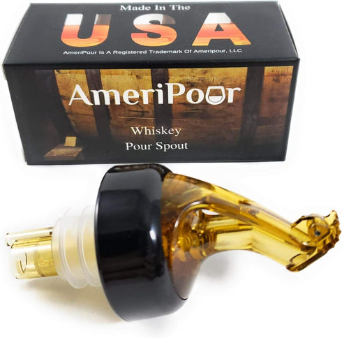 Whiskey Pourer for Liquor Bottles – With Flap - Made 100% In USA. Great Whiskey Gift For The Home Bar! (1, Amber - Standard Cork)...