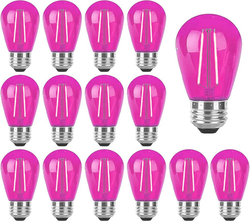S14 Pink LED Bulb S14 Replacement LED Light Bulbs 2W Plastic Shatterproof LED Night Bulb E26 Base Pink String Lights Waterproof Vintage Bulb for C...